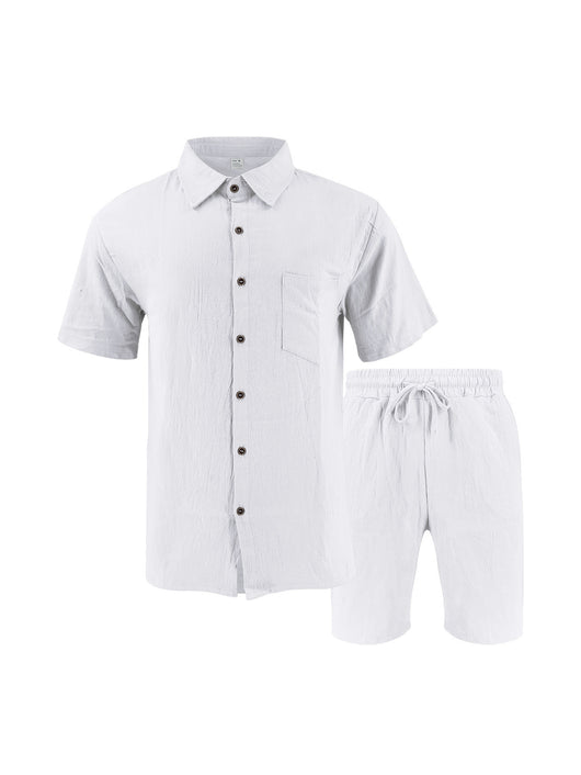 Camisa de Lino Transpirable Manga Corta para Playa - Image 20