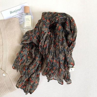 Pañuelo Vintage de Algodón y Lino con Flores Retro para Mujer - Image 8