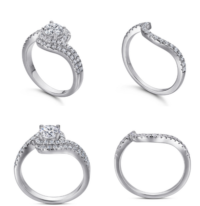 Anillo de Plata 925 para Mujer Diseño Retorcido con Circonitas Incrustadas