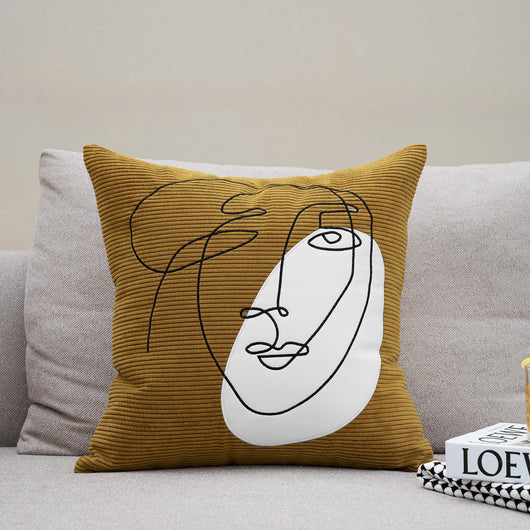Cojín Decorativo Nórdico en Pana con Bordado Artesanal