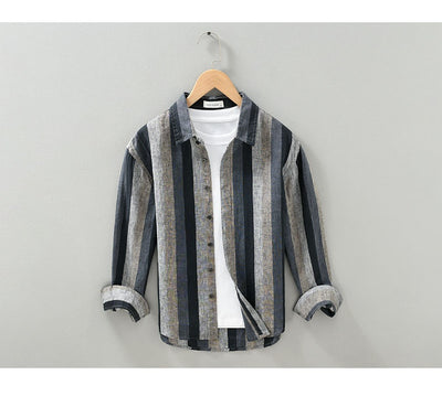 Camisa de Lino para Hombre con Mangas Largas y Rayas a Juego - Image 10