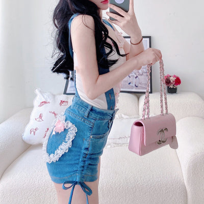Shorts Denim Verano con Detalle de Lazo y Corazón de Encaje - Image 6