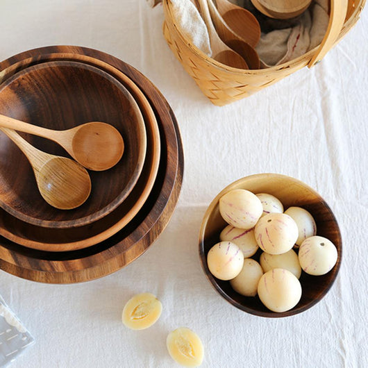 Tazón de Madera Natural para Frutas y Ensaladas - Recipiente Versátil para Hogar y Restaurante - Image 3