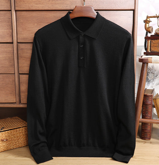 Polo de Lana Fina Merino para Hombre - Camisa de Manga Larga Elegante - Image 34