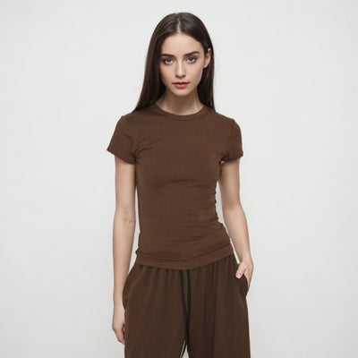Camiseta Ajustada Cuello Redondo para Mujer - Efecto Reductor