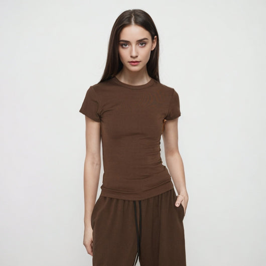 Camiseta Ajustada Cuello Redondo para Mujer - Efecto Reductor