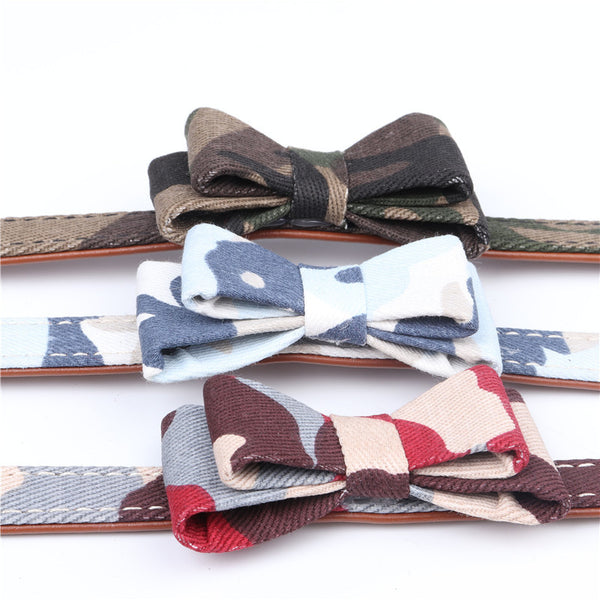 Collar para Mascotas Estilo Camuflaje con Moño