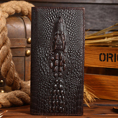 Billetera Larga de Cuero Engrasado para Hombre con Acabado Grain