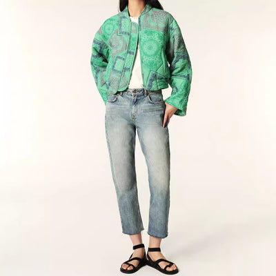 Chaqueta Acolchada de Algodón con Cierre y Estampado - Image 2