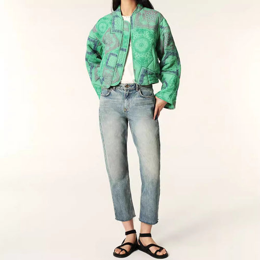 Chaqueta Acolchada de Algodón con Cierre y Estampado - Image 2