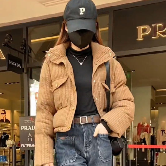Chaqueta Acolchada Corta Casual para Invierno - Algodón Suave y Cómoda
