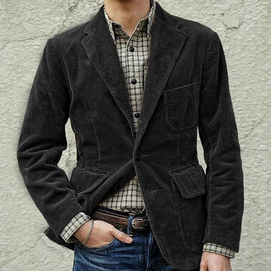 Blazer Casual Retro Liso para Hombre - Traje de Color Único - Image 11