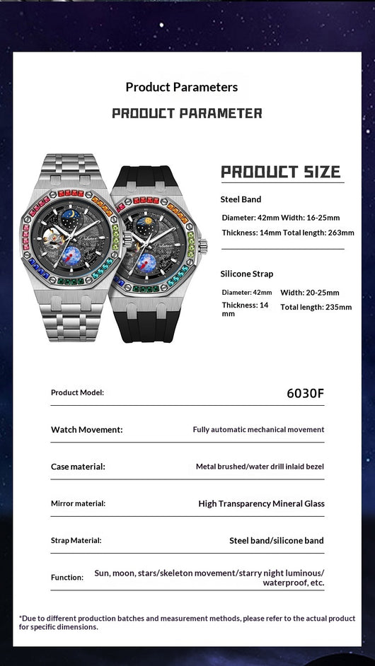 Reloj Mecánico Luminoso Impermeable Hombre - Serie Cielo Estrellado - Image 31