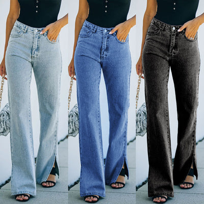Pantalones Casuales con Abertura Lateral y Lavado Deslavado - Image 6