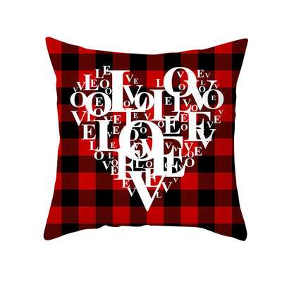 Funda de Almohada Día de San Valentín Letras Cartoon Roja - Tela Melocotón - Image 12