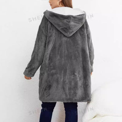 Cardigan Hoodie Peluche Largo - Abrigo Cómodo de Manga Larga - Image 3