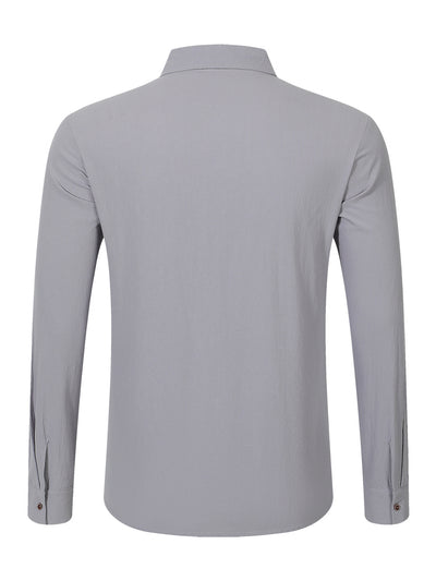 Camisa Cardigan Lino Hombre Fit Relajado Color Sólido - Image 22