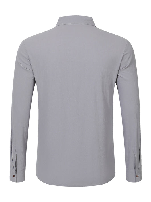 Camisa Cardigan Lino Hombre Fit Relajado Color Sólido - Image 22