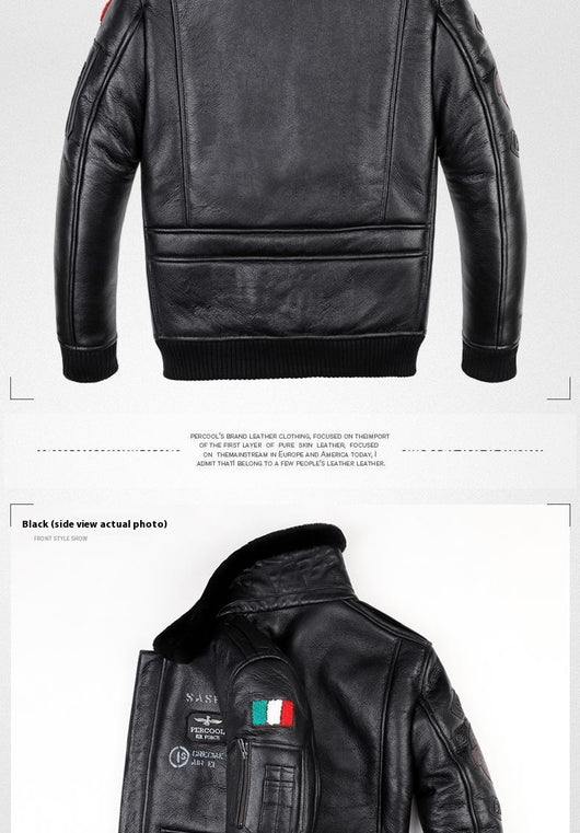 Chaqueta de Cuero Estilo Aviador para Hombre - Image 15