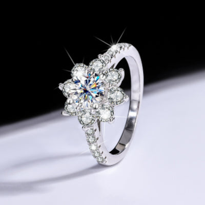 Anillo de Plata 925 con Moissanita Floral para Mujer