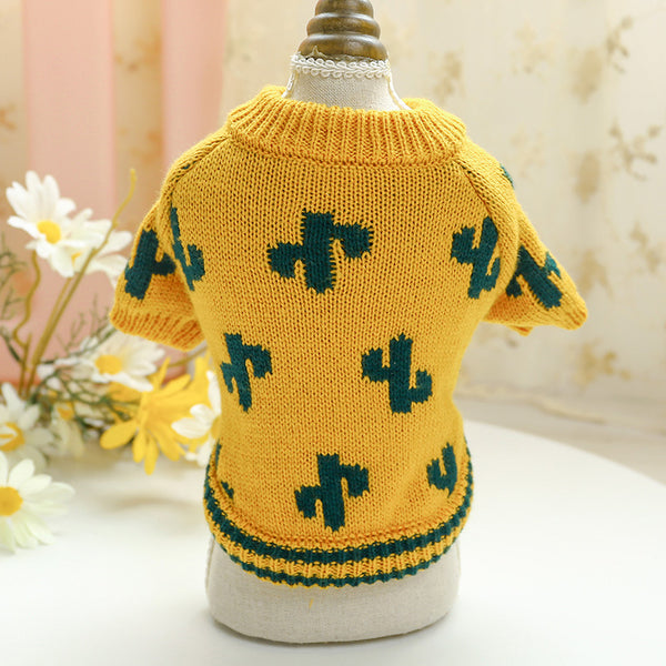Suéter Cálido para Perros y Gatos con Diseño de Cactus y Cúrcuma
