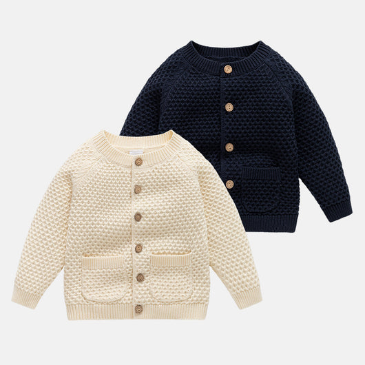 Suéter Abrigo Infantil Cuello Redondo para Otoño e Invierno