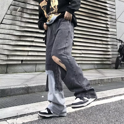 Jeans Sueltos Degradados con Roturas Estilo Retro Portuario para Hombre - Image 14