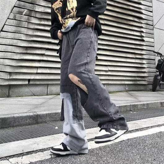 Jeans Sueltos Degradados con Roturas Estilo Retro Portuario para Hombre - Image 14