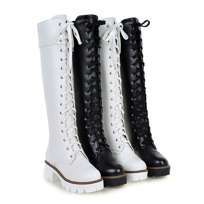 Botas Altas con Cordones y Tacón Bajo - Image 9