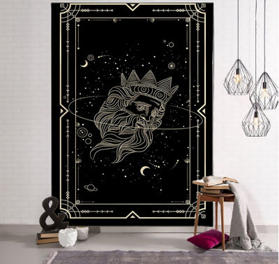 Tapiz de Tarot Witchcraft con Patrón Geométrico del Universo - Negro y Khaki - Image 11