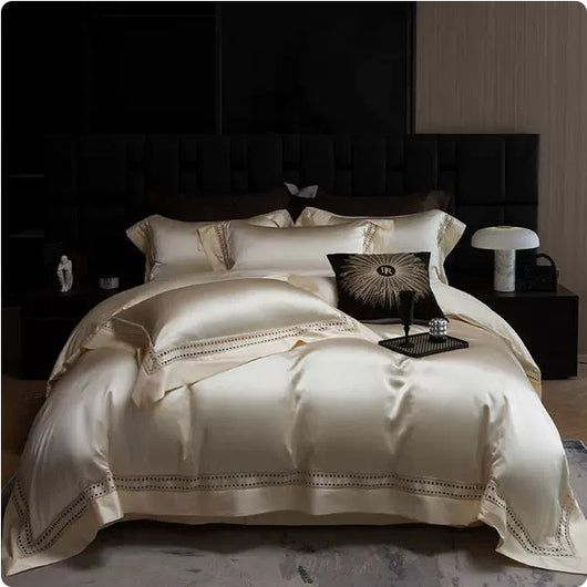 Juego de Cama Jacquard de Seda Premium Densidad Alta - Diseño Minimalista