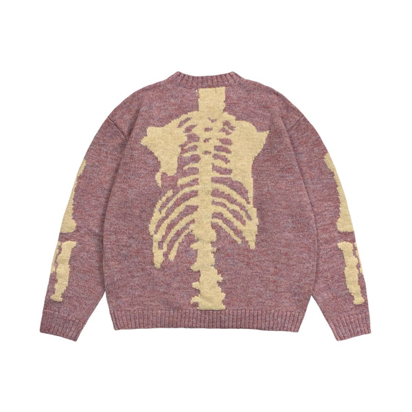 Suéter Tejido Holgado con Diseño de Calavera para Uso Casual