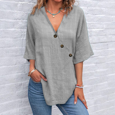 Blusa de Lino Puro con Botones - Colores Lisos - Image 13