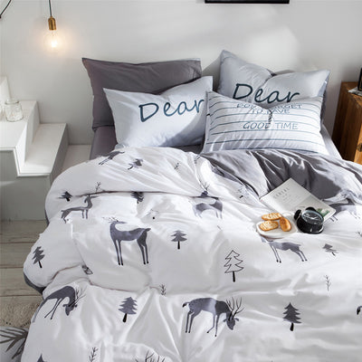 Juego de Cama 4 Piezas Estampado Lirios Algodón 100% Diseño Minimalista - Image 4