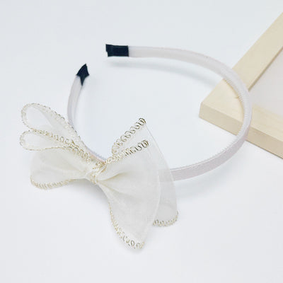 Diadema Infantil de Malla con Borde Dorado y Moño - Image 14