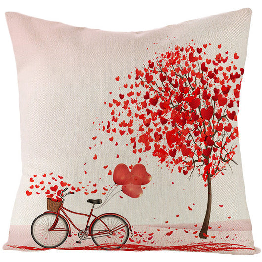 Funda de Almohada de Lino Rojo Corazón para San Valentín - Image 25