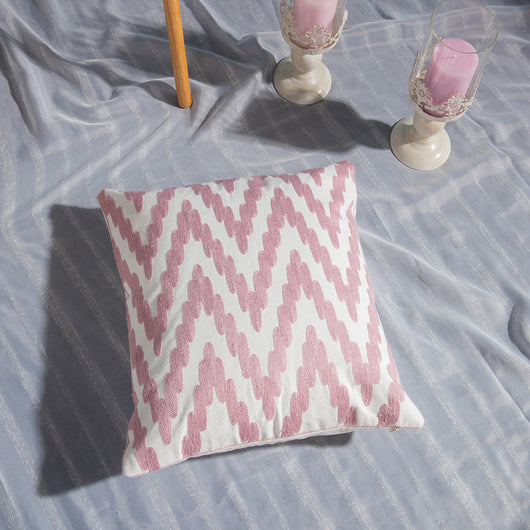 Funda de Almohada de Algodón Bordada con Diseño Geométrico - Image 8