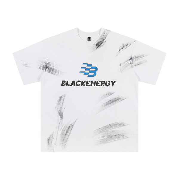 Camisa de Manga Corta con Estampado Artístico Splash-Ink para Hombre