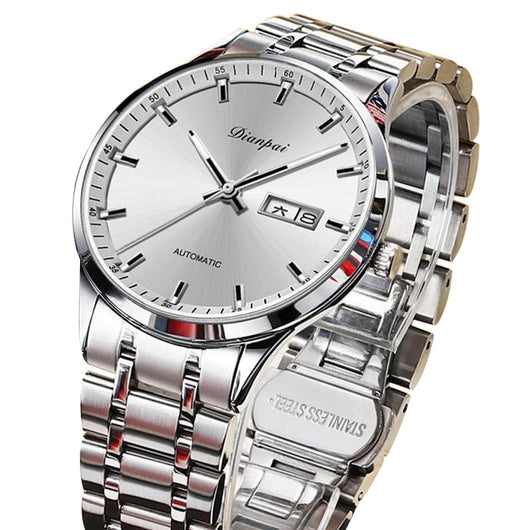 Reloj Mecánico Automático de Acero Inoxidable con Correa de Metal, Resistente al Agua e Iluminación Nocturna - Image 3