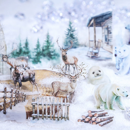 A set of 25 PET stickers featuring winter landscapes, ice castles, deer, wolves, and an ice queen in a snowy fantasy theme. - Image 2