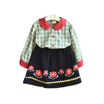 Conjunto Infantil de Falda y Blusa a Cuadros con Contraste de Colores - Image 6