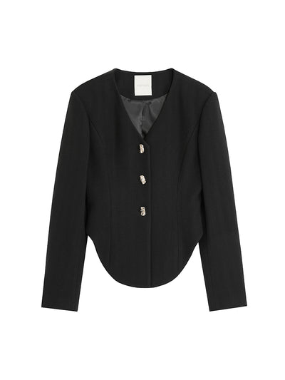 Blazer Cropped Negro con Hombreras Estilizadas - Image 7