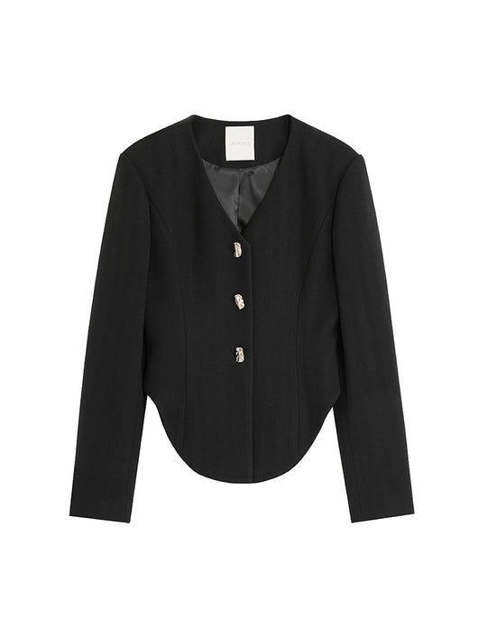 Blazer Cropped Negro con Hombreras Estilizadas - Image 7