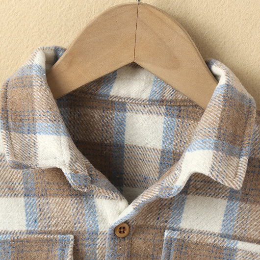 Camisa Cuadriculada Infantil de Botones - Estilo Casual Moderno - Image 5