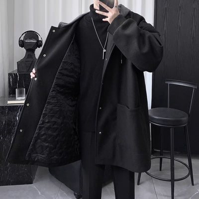 Abrigo de Lana Acolchado con Capucha para Hombre - Largo Medio - Image 4