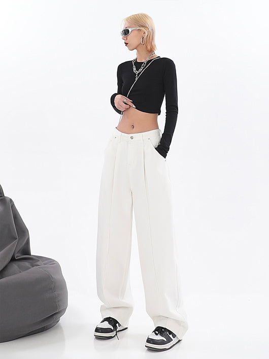 Pantalón Recto Cintura Alta Diseño Minimalista Tendencia Street Style - Image 2