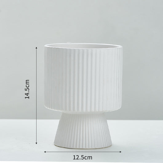 Maceta de Cerámica Nórdica con Diseño de Rayas Creativas - Image 12