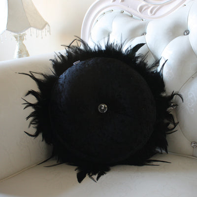 Almohada Decorativa Cuadrada con Broche Diamante y Pluma - Image 10