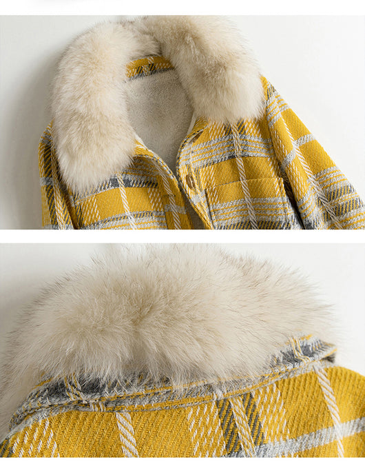 Chaqueta Tweed y Terciopelo a Cuadros para Mujer - Elegancia Sofisticada - Image 9