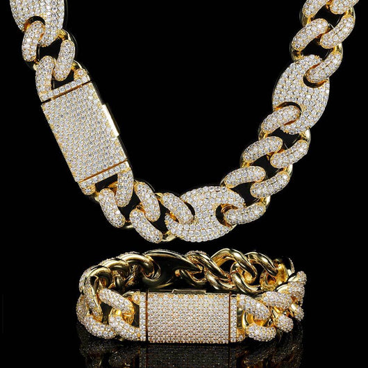Cadena Cubana Pig Nose Hip Hop 20mm - Collar y Pulsera 3 en 1 - Image 17